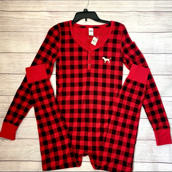 PINK Victoria's Secret Other - Victoria Secret PINK Long John Plaid Pajamas